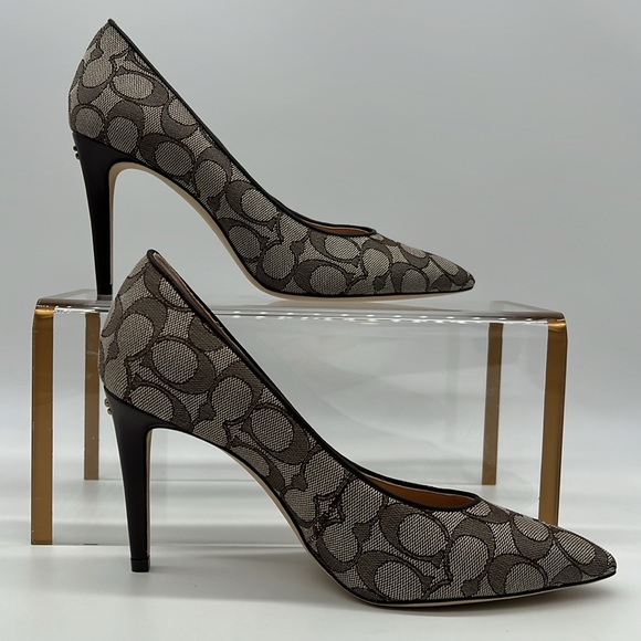 Coach Skyler Monogram Jacquard Pumps Oak Maple - Picture 3 of 15